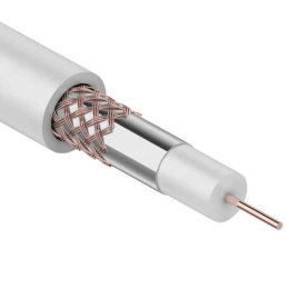 Кабель RG-59U+CU, 75 Ом, (бухта 305м.), белый REXANT 01-2651