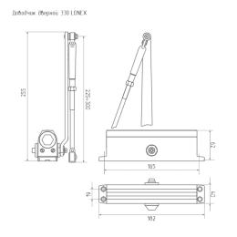 Доводчик дверной LONEX 330 (от 50 до 120 кг) (белый) морозостойкий (1)