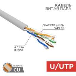 Кабель UTP 4pr cat.5e 4х2х24 (ОТМОТКА) AWG Indoor Variant (305м)