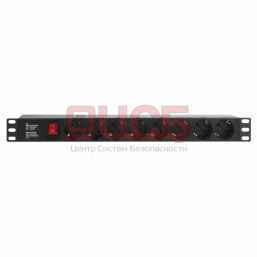 Блок розеток, 19", 1U, 16А, 8 розеток, корпус пластик, без шнура питания 04-0307